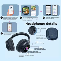 Auriculares con Cancelación de Ruido ANC V6.0, Pantalla Táctil, Traducción en Tiempo Real, Auriculares Inalámbricos con IA para Juegos, Deportes, Aviación y DJ