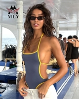 Maillot de bain une pièce pour femmes MLY, couleur noire, maillot de bain pour filles, jambe haute, vêtements de plage, combinaison écologique, OEM