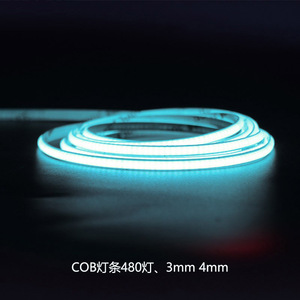 Tira de Luces <span class=keywords><strong>LED</strong></span> <span class=keywords><strong>COB</strong></span> Flexible Azul Hielo de 4mm, Iluminación de Arrecife, USB, Cortable, Silicona, Regulable, Kit DIY, IP33, 480LED/m - Product Image 2