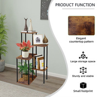 Support pour plantes Étagère à fleurs d'intérieur noire à 5 niveaux en métal pour plusieurs plantes Coin Tall Flower Holders