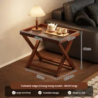 Table pliante durable pour café/thé, en bois massif, design moderne, avec structure en fer, pour pique-nique en extérieur, meuble portable pour salon