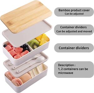 Boîte à lunch promotionnelle pour enfants, boîte à lunch scolaire de qualité alimentaire, boîte à lunch double couche en PP avec sac, logo personnalisé - Product Image 4