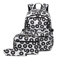 Cartables pour enfants de haute qualité cartables d'étudiants de grande capacité sacs à dos imprimés beignet filles ensemble trois pièces sacs à dos