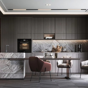 Meubles de <span class=keywords><strong>cuisine</strong></span> minimalistes haut de gamme <span class=keywords><strong>avec</strong></span> plan de travail en quartz, meubles de <span class=keywords><strong>cuisine</strong></span> modulaires sur mesure <span class=keywords><strong>avec</strong></span> étagères <span class=keywords><strong>ouvertes</strong></span> et porte-bouteilles - Product Image 1