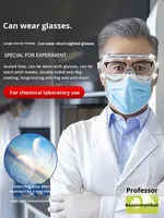Lunettes de laboratoire PC compatibles avec les lunettes de vue, résistantes aux produits chimiques, anti-poussière, anti-toxines, résistantes aux acides, aux alcalis et à la corrosion