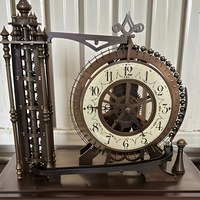Horloge de table/bureau mécanique de style français en laiton antique et bronze, avec roulement à billes industriel et bois de rose massif