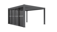 Pergola de jardin en aluminium avec auvent rétractable à fermeture éclair, imperméable, pour protection solaire extérieure