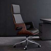 Chaise de bureau ergonomique en cuir à dossier moyen, design moderne avec fonction de levage