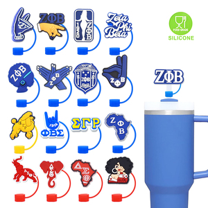 10mm Sororité Silicone <span class=keywords><strong>DELTA</strong></span> SIGMA THETA 1913 Rouge et Bleu OES Fraternité Paille Topper Charmes pour Accessoires De Fête - Product Image 1