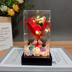 Acrylic Cover Soap Rose Mini Bouquet LED Desktop Decoration-Multi-Occasion Gift (Valentine's Day Mother's Day) 3 Colors - Product Image 6