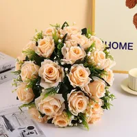Bouquet de fleurs artificielles en fausse soie pour mariage, roses artificielles, boules de fleurs pour centre de table de mariage