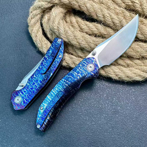 Cuchillo de Caza Plegable HongRui para Exteriores, Cuchillo de Bolsillo EDC con Hoja de Acero Sueco 14C28N y Mango de Aleación de Titanio para <span class=keywords><strong>Camping</strong></span> - Product Image 4