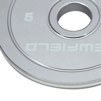 Plaques de poids métalliques électroplaquées de qualité supérieure 5 kg pour entraînement en salle de sport, durables, chromées, pour barre de 2 pouces, traitement givré