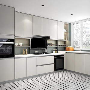 Customized <b>High</b> <b>gloss</b> kitchen Arc Island bar and PET kitchen cabinet matte design kitchen - Product Image 3