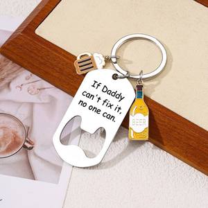 Porte-clés en acier inoxydable « Si papa, tonton, grand-père ne peut pas réparer, personne ne peut le faire » – Décapsuleur pour père et fille - Product Image 4