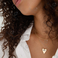 Gemnel mode 925 bijoux en argent 14k or coeur émail pendentif collier