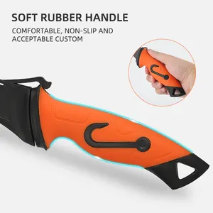 سكين تقطيع السمك قابل للتخصيص من الفولاذ المقاوم للصدأ 5Cr15 بمقبض مطاطي برتقالي/رمادي، ملحقات صيد صناعية - Product Image 4