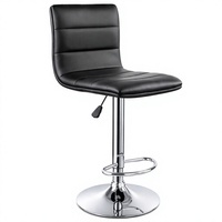 Chaise de bar JOHOOFURNITURE en cuir PU noir avec surpiqûres, hauteur réglable, fabriquée en Chine, tabouret de bar pour pub