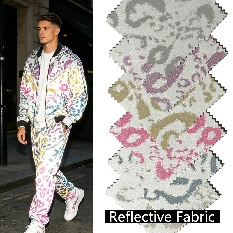 New Product Ideas Fashionable Fabric Leopard Fabric Night Vision Silver Reflective Fabrics for Clothing