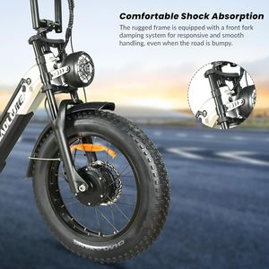 Vélo pour adultes BAOLUJIE PLJ2033, pneus larges 20 pouces, moteurs doubles 1500W/2000W, batterie au lithium 48V 30Ah, autonomie de 60 km, étanche IP54 - Product Image 4