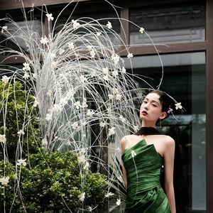 Artificial Hanging <b>Silk</b> <b>Flowers</b> Single Branch High Simulation Wedding Decor Home Furnishing Props - Product Image 1