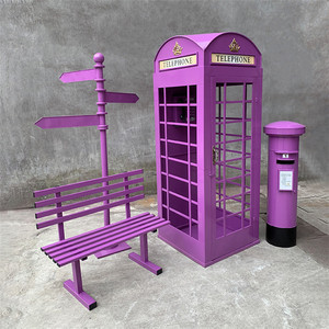 Grande cabine téléphonique londonienne, ensemble de 5 pièces, fleurs artificielles pour intérieur et extérieur, accessoires pour décor de toile de fond de mariage - Product Image 6