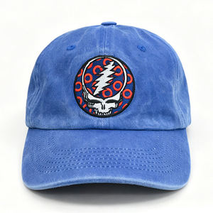 Gorra de Béisbol Vintage Lavada Estilo Dad Hat con Bordado de Calavera y Rayo de Grateful Dead, Ajustable, Sin Estructura, de Algodón - Product Image 1