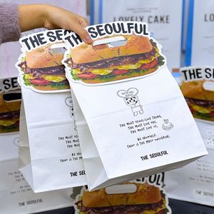 Sac en papier kraft à fond carré biodégradable et écologique personnalisé - Pour l'emballage à emporter des aliments tels que les hamburgers, les gâteaux - Product Image 5