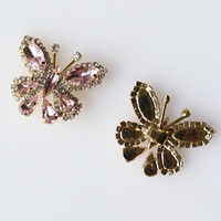 Bricolage strass en verre rose papillon chaussures boucles en dentelle décorations clips en dentelle accessoires pour chaussures