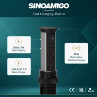 SINOAMIGO UK Enchufe Motorizado Empotrable para Mesa, Toma de Corriente Desplegable para Isla de Cocina/Escritorio/Encimera