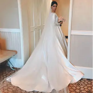 Vestido de novia elegante vestidos casuales vestidos blanco línea mancha de manga larga princesas vestidos de novia vestidos de boda