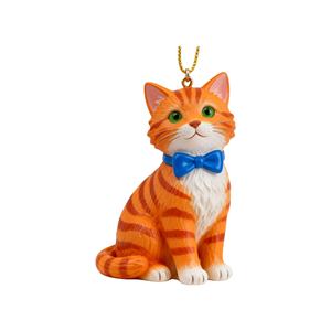 Adorno de Cachorro de Tigre Hecho a Mano con Resina Personalizada, Patrón de Rayas Marrones con Ojos Verdes, Regalo para el Hogar y Navidad para Clientes de EE. UU. y la UE - Product Image 1