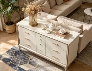 <b>Light</b> Oak Sideboard 4-Door Raised <b>Panel</b> Mid Century Modern Credenza Living Room Cabinet Storage Furniture - Product Image 3