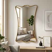 Miroir mural en fer encadré avec des boules dorées Art Déco, design en arche, idéal pour les anniversaires, à suspendre