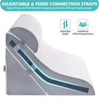 Post-OP Weiß-Grau 3-teiliges Verstellbares Gel-Memory-Foam Orthopädisches Bett-Sitzkissen 3-in-1 Neigungskissen-Set zum Schlafen