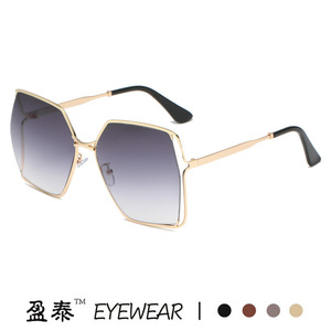 Lunettes de soleil surdimensionnées Yingtai, monture dorée, verres dégradés roses, protection UV400, style unisexe tendance - Product Image 5