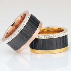 Fashion <b>Ring</b> 11mm Diamond Encrusted Stainless Steel <b>Titanium</b> Geometric Design Unisex Gift Jewelry - Product Image 3