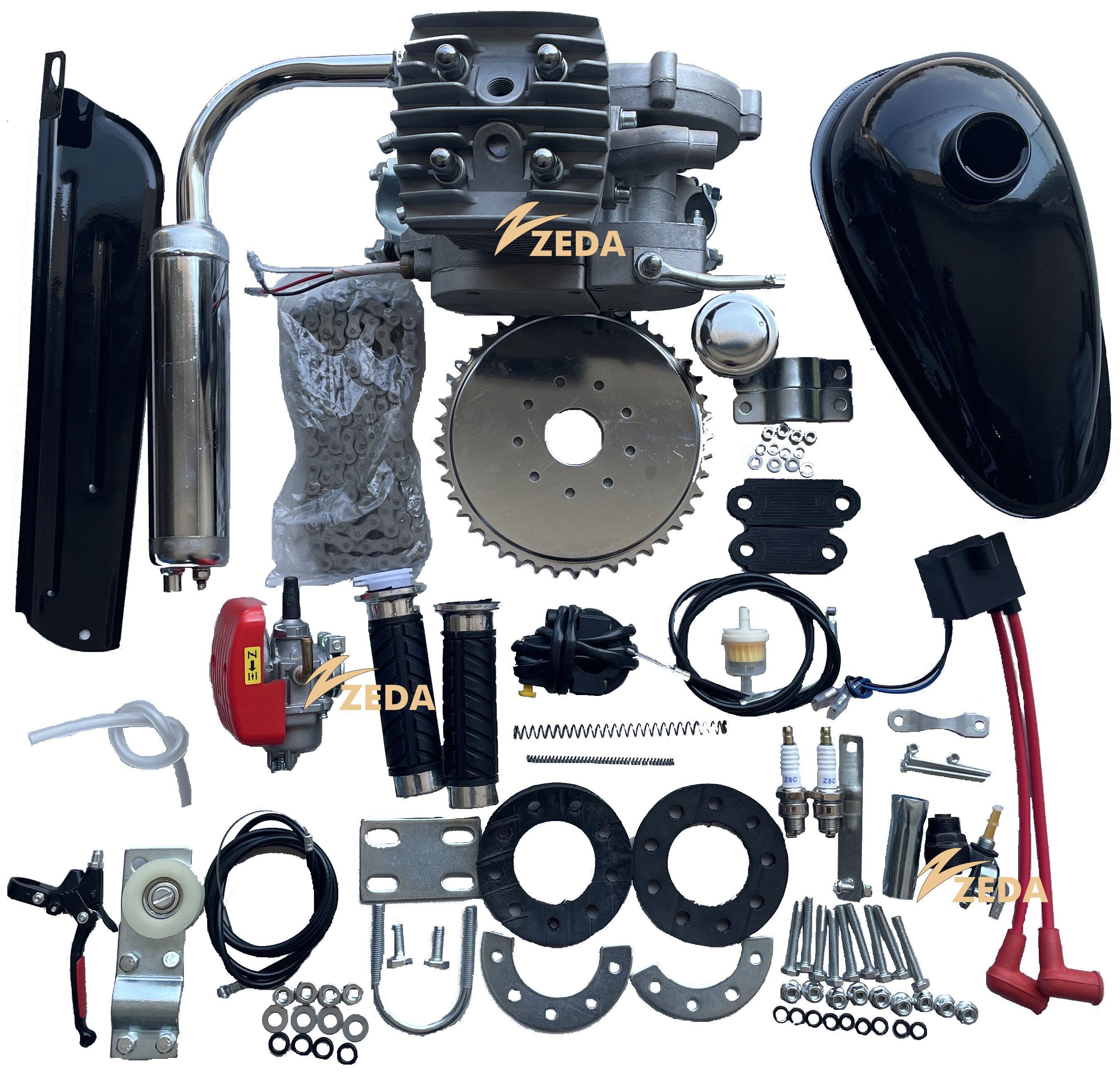 ZEDA Motorised 2 Stroke Bike 80cc Engine Kit 2 Spark Plug CDI ZEDA Motorised 2 Stroke Bike 80cc Engine Kit 2 Spark Plug CDI