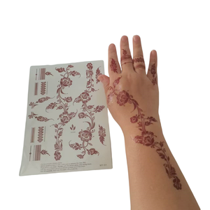 Nuovo Design Maroon fiore vite henné <span class=keywords><strong>tatuaggi</strong></span> modello impermeabile Mehndi stencil temporaneo pasta adesivo henné tatuaggio - Product Image 5