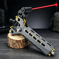 Ketapel Aluminium CNC Tahan Lama, Magazen Logam 10 Peluru Isi Otomatis, Laser Sight, Kantong Kulit Magnetik Tanpa Alat Pelepas