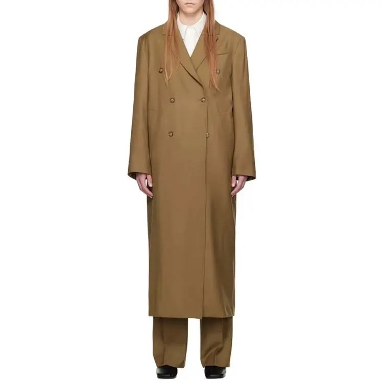 ब्राउन कोट महिलाओं के लिए नवीनतम फैशन डिजाइन उच्च गुणवत्ता वाले वर्जिन ऊन टवील कोट कस्टम कोट