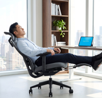 Chaise de bureau exécutive ergonomique moderne à dossier haut, pivotante, avec support lombaire, appui-tête 2D et accoudoirs réglables pour bureau à domicile