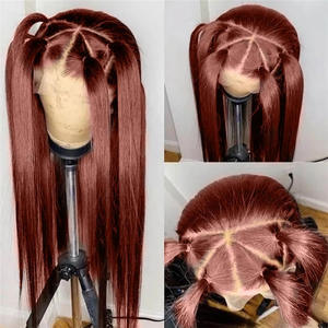 Parrucca Frontale con Laccio Lunga e Liscia, <span class=keywords><strong>Capelli</strong></span> Marroni, Moda Femminile Europea e Americana, <span class=keywords><strong>Capelli</strong></span> Sintetici Realistici - Product Image 2