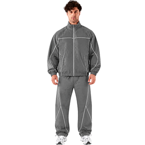 Conjunto de 2 Piezas Personalizado de Ropa Urbana Informal, Transpirable, de Talla Grande para Hombre, Chaqueta Cortavientos Ligera, Holgada y Extra Grande de Nailon - Product Image 4