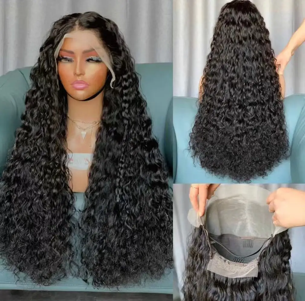 Brazilian Virgin Raw Hair Curly Water Wave 150% 180% 200% Pre Plucked Bleached Knot Hair Wigs Human Hair HD Lace Front Wig