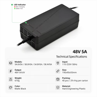 Pengisi Daya Baterai Lifepo4 Pintar 48V5A Pengisi Daya Lithium 54.8V58.4V58.8V untuk Pengisi Daya Skuter Listrik Mesin Pembersih Lantai