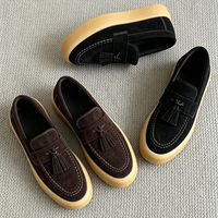 Mocassins à pampilles en daim pour hommes, plateforme épaisse, chaussures décontractées, vente en gros, marque personnalisée, mocassins de conduite à enfiler pour hommes