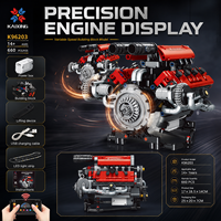 Juego de Bloques de Construcción de Motor 488.V8, Plástico ABS, Modelo Eléctrico MOC, Juguetes para Niños de 5 a 7 Años, Regalo Unisex, Personalizable, Decoración para el Hogar