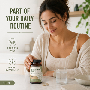 Ashwagandha biologique de haute qualité 1500 mg, comprimés premium KSM-66 antioxydants, sans gluten, végétaliens, pour hommes et femmes - Product Image 5
