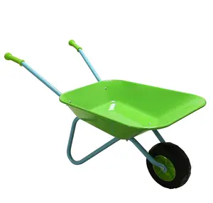 Metal Child Wheel Barrow Red Green Orange Kids Gardening Tools Toys Kids Wheelbarrow